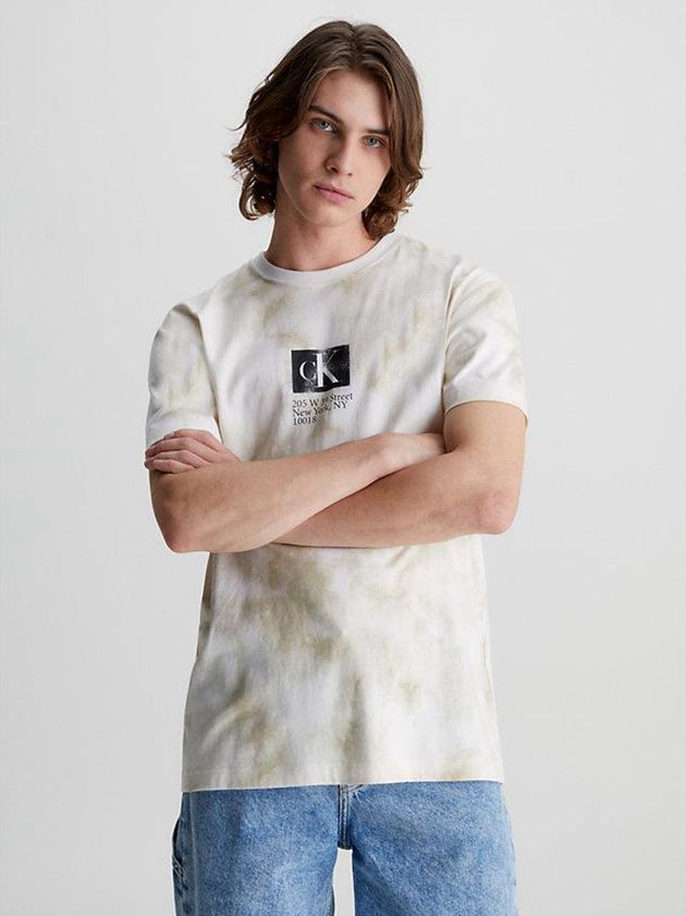 Calvin Klein USA Tie Dye Monogram Mens T-Shirt White 8794302-BG